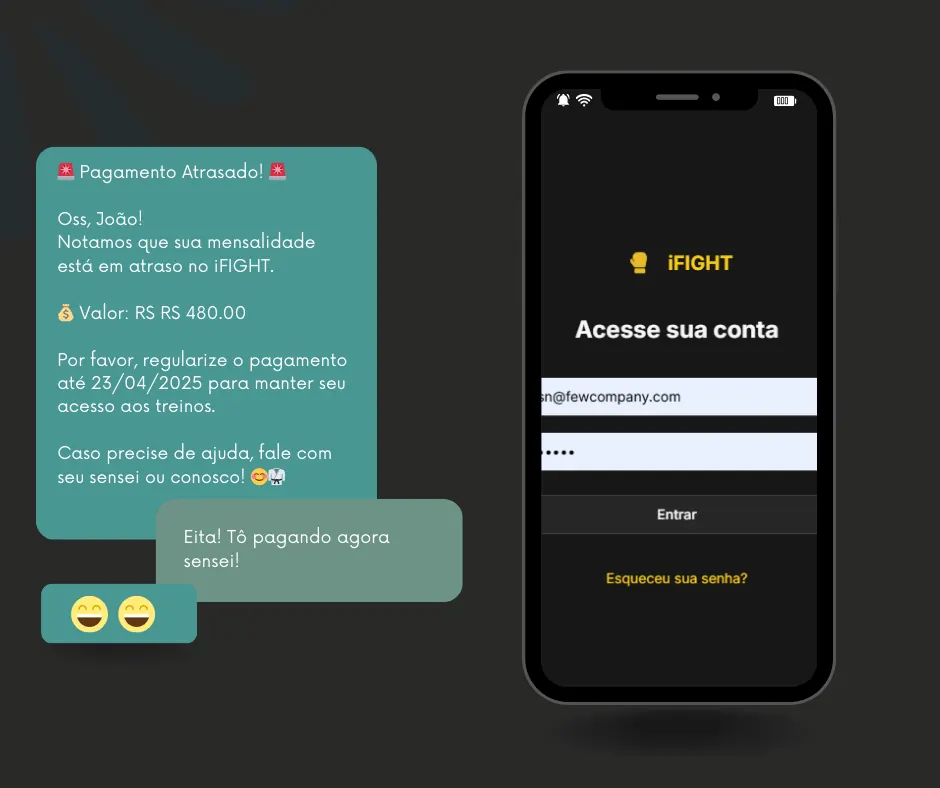 Cobrança automática pelo WhatsApp no iFIGHT